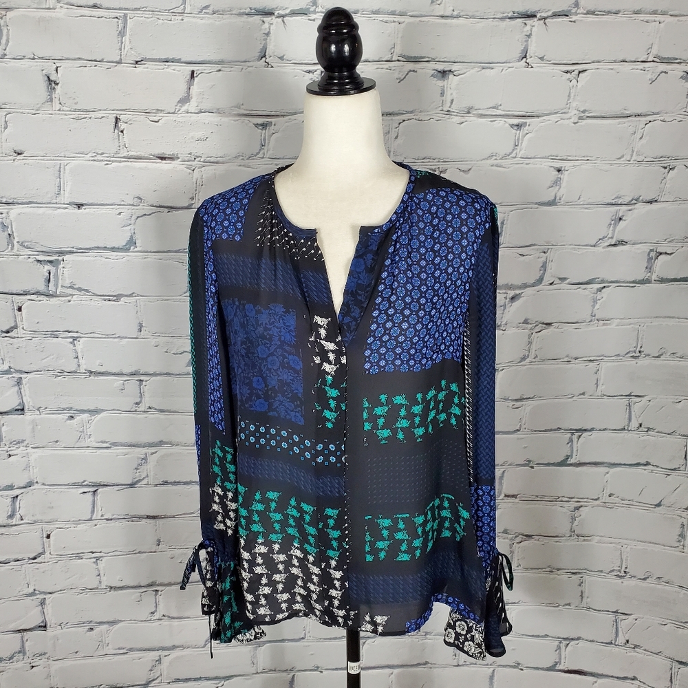 Derek Lam 10 Crosby Patch Print Silk Blouse
